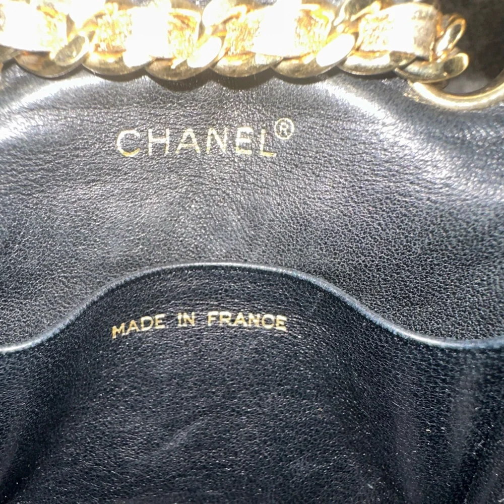 CHANEL Vintage Leather Classic Flap Micro Bag Pouch in Gold - Picture 13 of 16